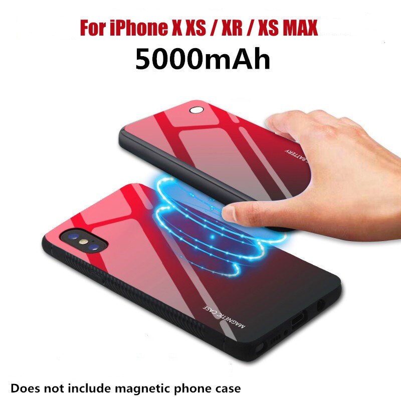 5000 mah trådløs batterioplader etui til iphone xs max magnetisk powerbank oplader cover til iphone x xs xr batteri cover
