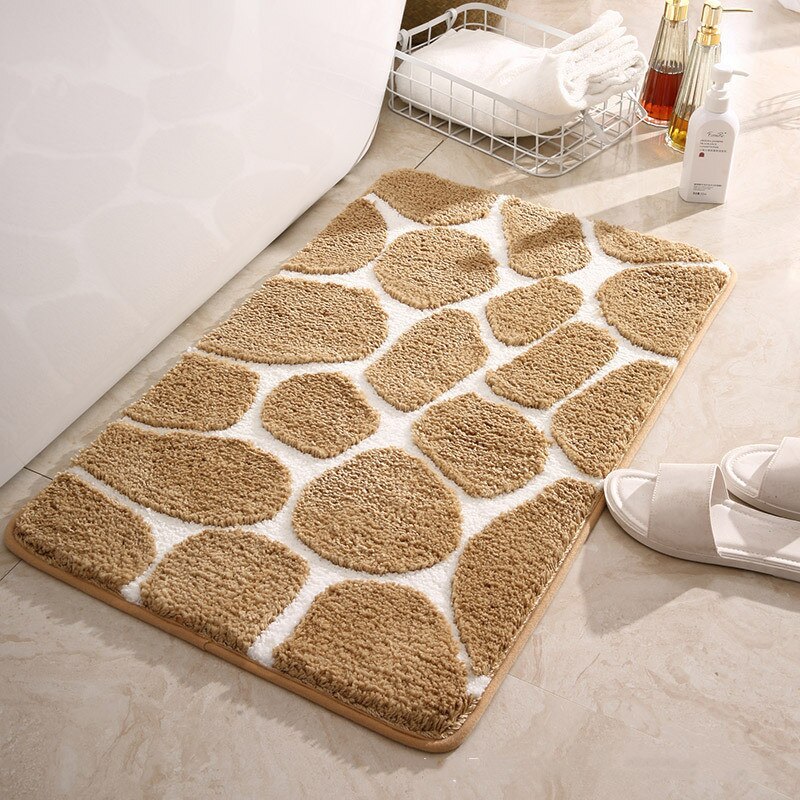 Inyahome Household Bathroom Floor Mat Carpet Dot Decoration Super Soft Microfiber Bath Rug Super Cozy Quick Dry Floor Mat: cow khaki / 50x80cm