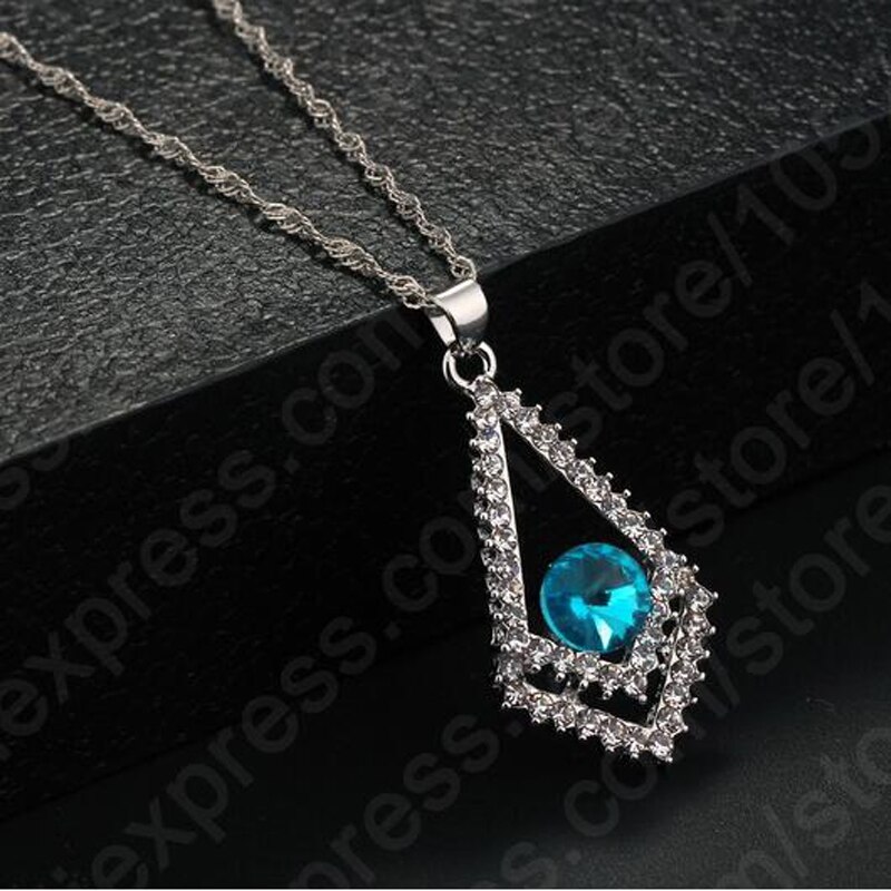 Prachtige Grote Blauwe Cz Steen Zwaard 925 Sterling Zilveren Sieraden Sets Voor Zoete Vrouw Meisjes Beste Anniversary