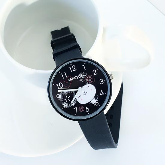 style watch women watches pink student watch simple candy silicone strap relogio feminino: Black