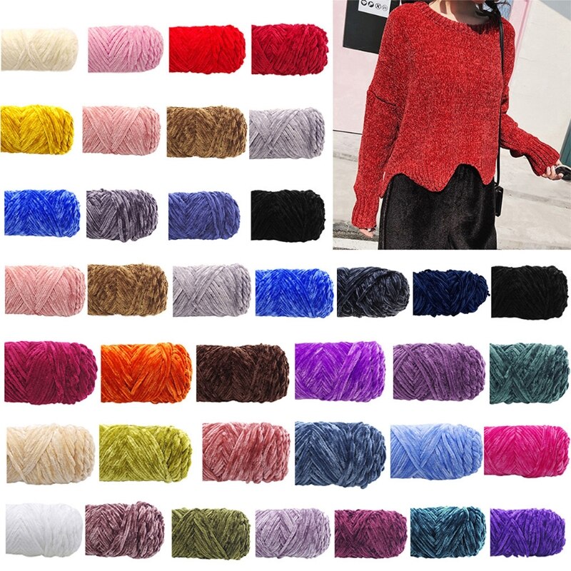 Velvet Chenille Yarn for Hand-Knitted Crochet Thread DIY Craft Scarf Sweater