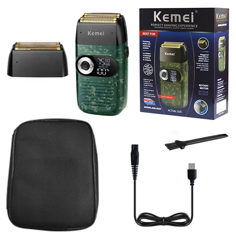 Kemei Barber Pro Haar Elektrorasierer für Männer Drei-Gang-Motor Bart nass trocken Elektrorasierer waschbare Glatze Rasiermaschine: Orange