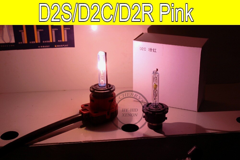 2Pcs D2S/D2C/D2R Car HID Xenon Replacement Light Lamp Bulb Car Headlight Lighting 35W PINK