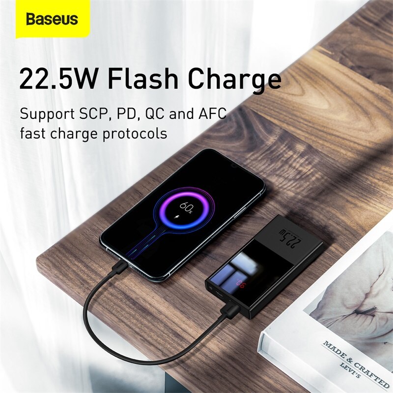 Baseus 10000/20000Mah Mini Power Bank 22.5W Quick Opladen Externe Batterij Oplader Digitale Display Pd Qc Snelle lading Power Bank