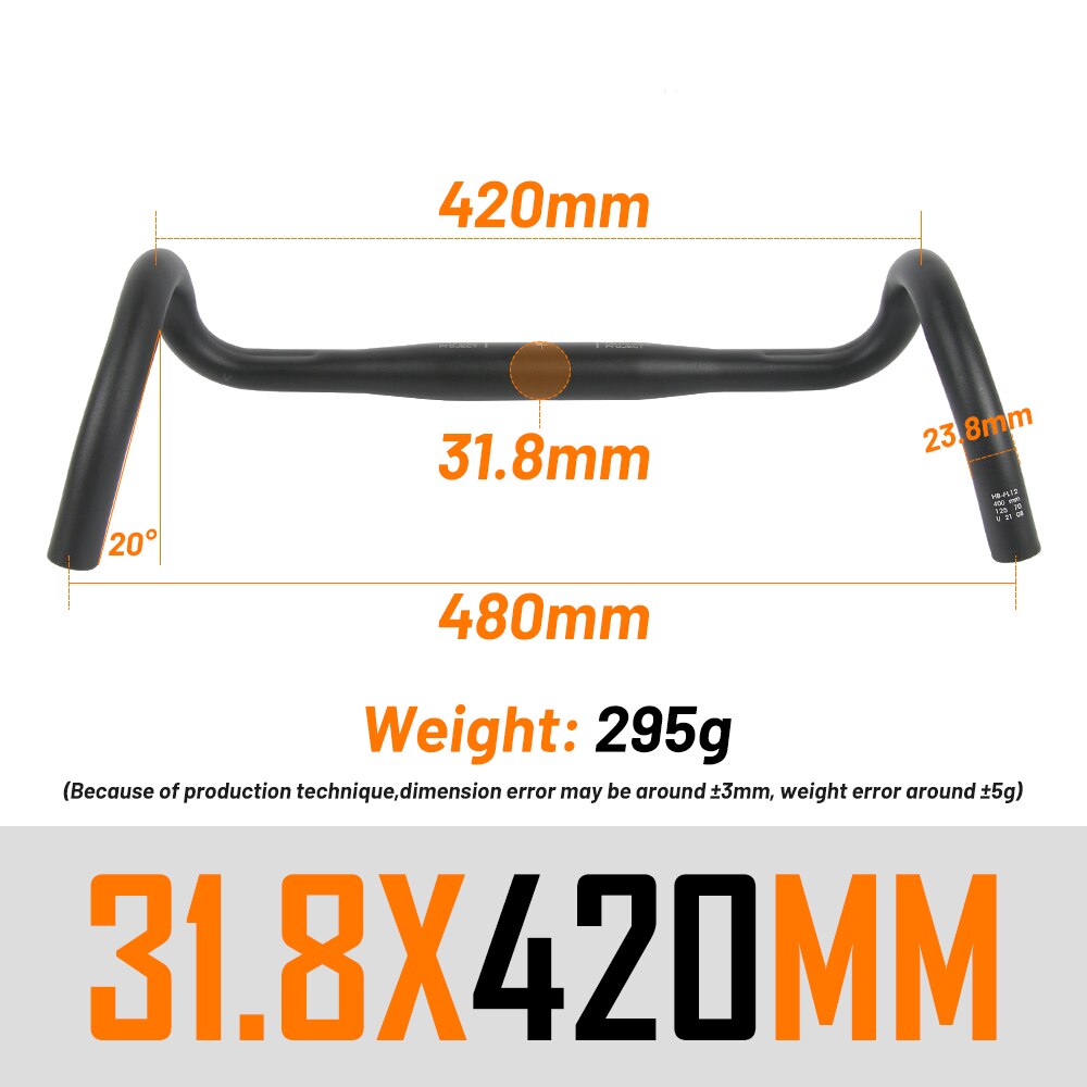 UNO Ultralight Road Bicycle flared bar Outer Bar Bicycle Handle 31.8400/420/440/460mm Racing Gravel Bike Handlebar: 31.8x420MM