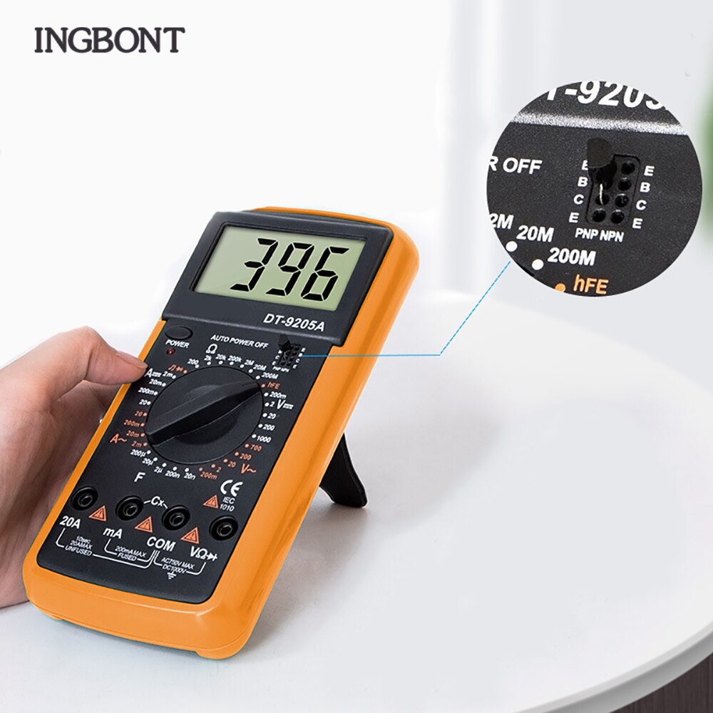 INGBONT LCD Display Multimeter Transistor Capacitor TesterAC/DC Meter Voltmeter Ammeter Profesion Handheld Electrical Instrument