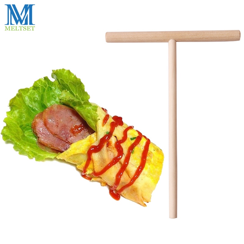 Utensilio de cocina para hacer crepes y tortitas, esparcidor de madera para Pizza, palo desmontable, utensilios para hornear Pasta
