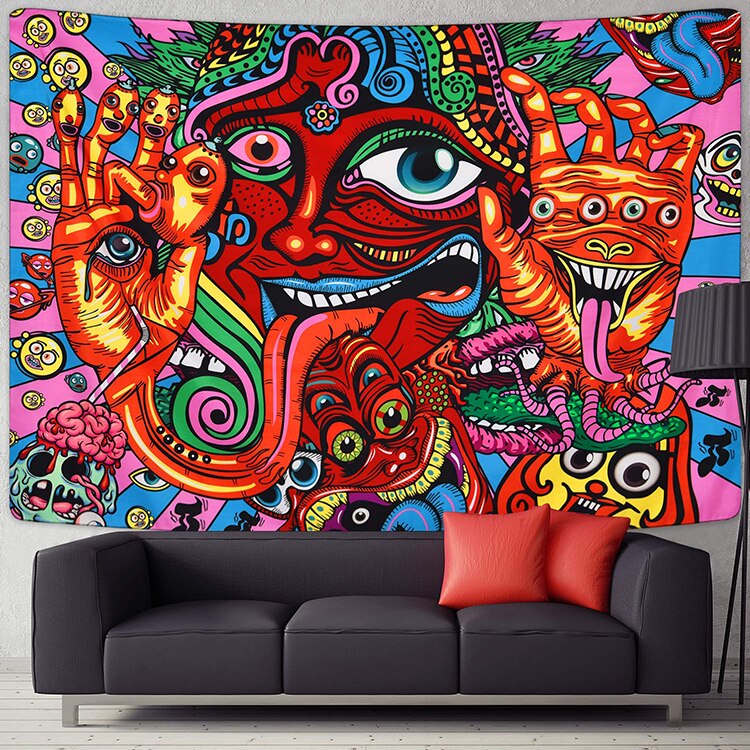 Tapiz de Mandala psicodélico, tapiz Hippie de pared de habitación, manta colgante, arte para decoración del hogar, adornos para el salón