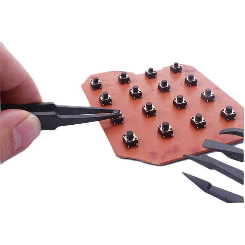 8Pcs Anti-static Carbon Fiber Electronic Tweezers Kit Plastic Precision Tweezers ESD Curved Straight Forceps For Laboratory Work