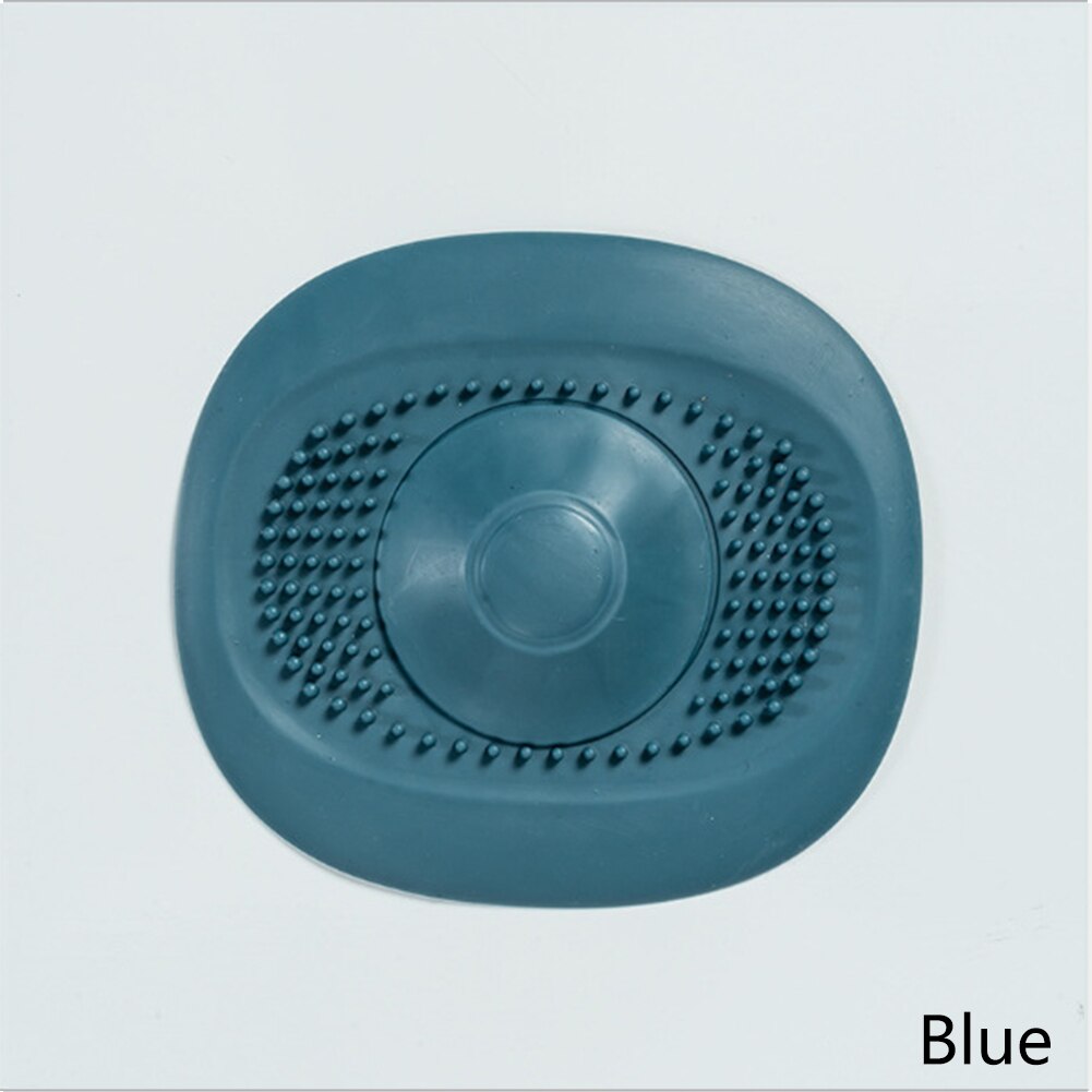 Siliconen Douche Afvoer Gootsteen Filter Haar Catcher Stopper Badkamer Afvoerputje Cover Universele Anti-Verstopping Gootsteenzeefje: Blauw