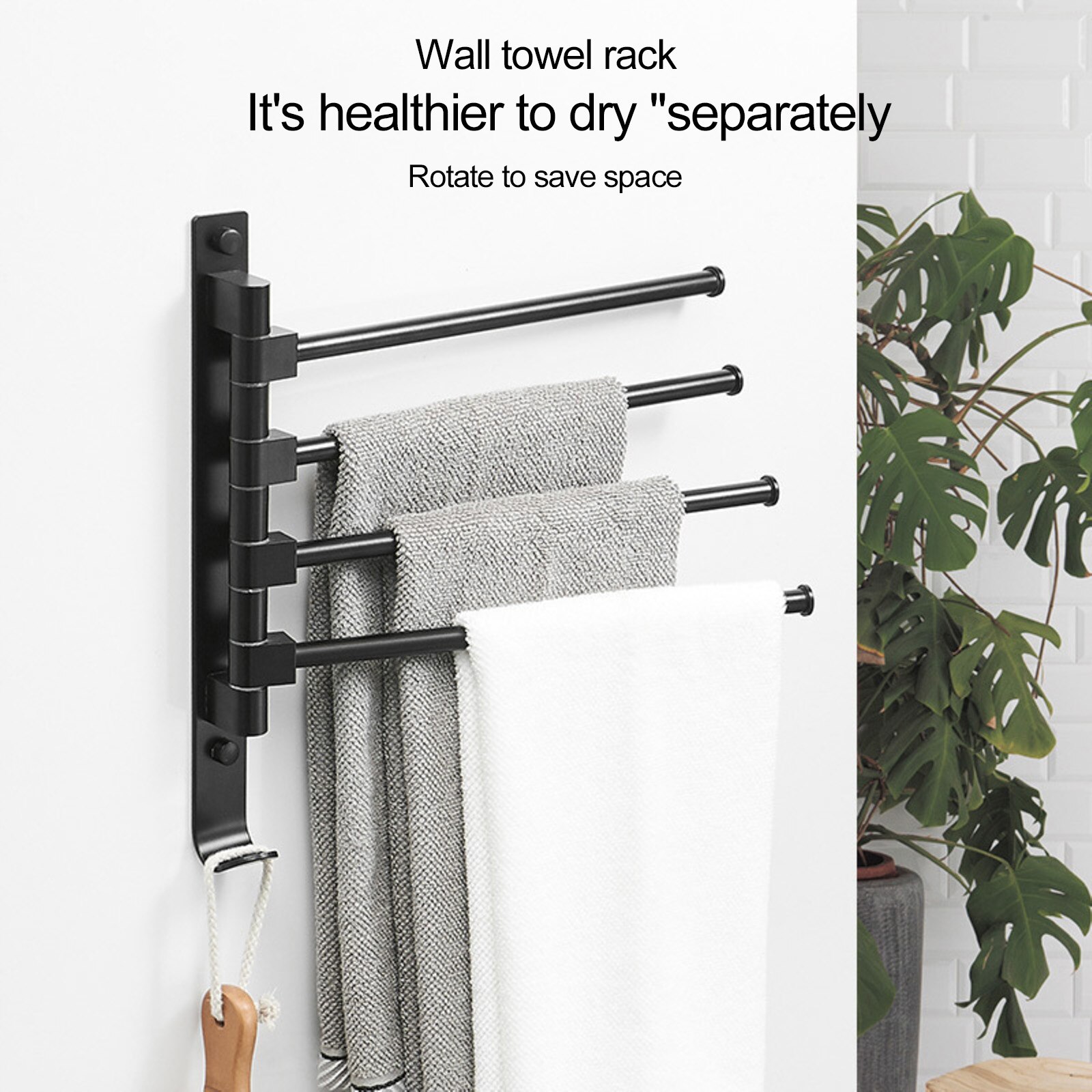 Badkamer Handdoekenrek Draaibare Handdoek Houder Ruimte Aluminium 4 Bar Handdoek Hanger Keuken Plank Papier Opknoping Muur Gemonteerd