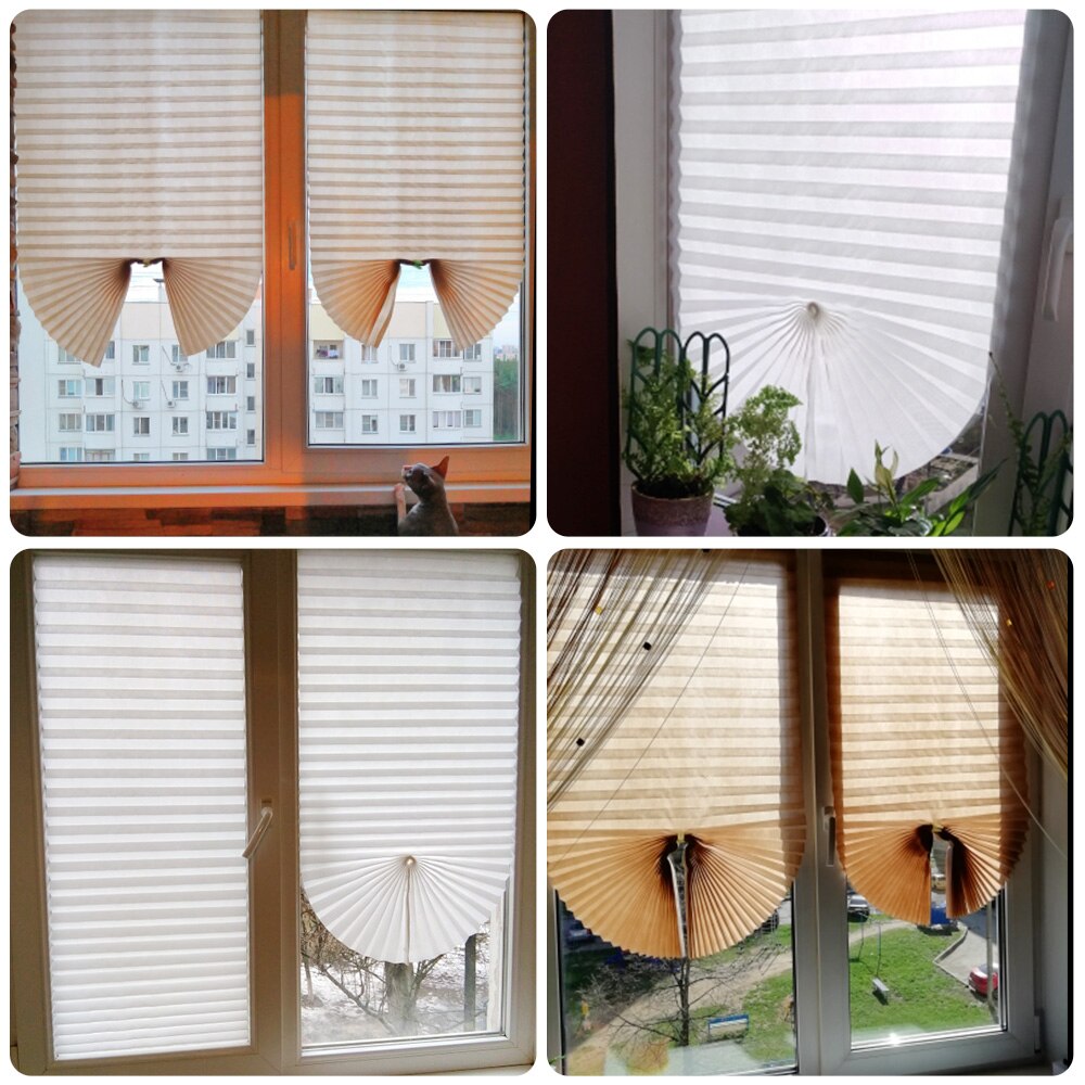 1PC Cheap Adhesive Window Pleated Zebra Blinds And Shades Blind Roller Blackout Curtain For Bedroom Living Room Balcony