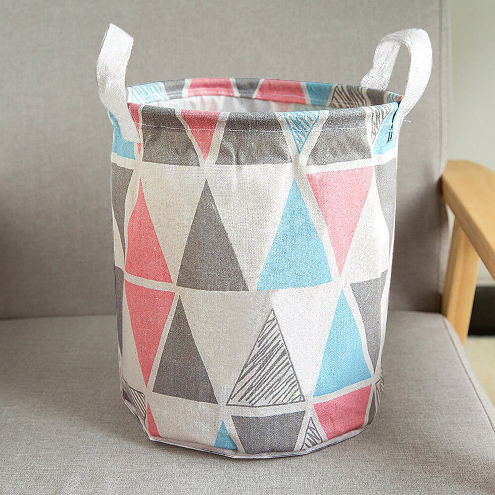 Vasketøjskurv rund foldeopbevaringspose stor hæmmer sammenklappeligt tøj legetøjsstof kurv spand arrangør  #t5p: B