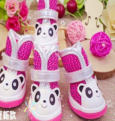 Cute Panda Pet Shoes For Puppies Little Small Dogs Summer Breathable Cat Boots Footwear Accessories For Yorkshire Products: Rose / 2