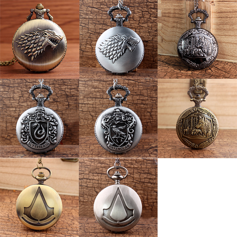 Varg gravera kvarts fickur kedja retro varg skola halsband klocka tiger 3d orm klocka steampunk kvinnor män