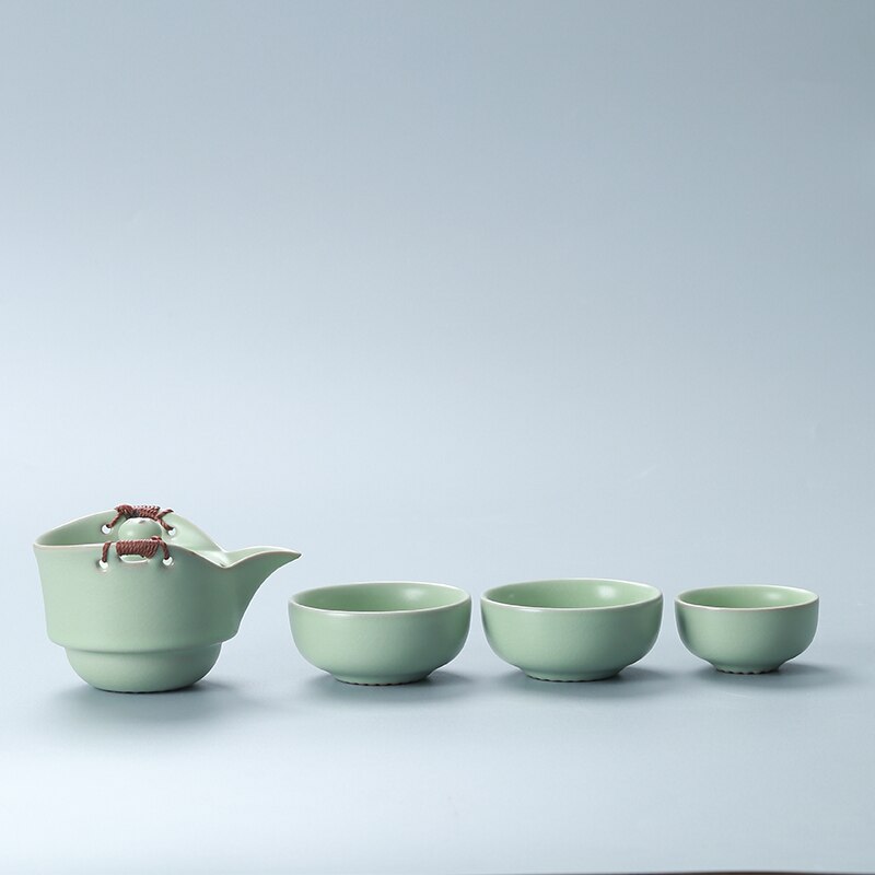 4 stk kinesisk testel porcelæn udendørs kongfu gaiwan tekopper sæt bærbar tekande keramisk testel med taske kontor te ceremoni: Stil b