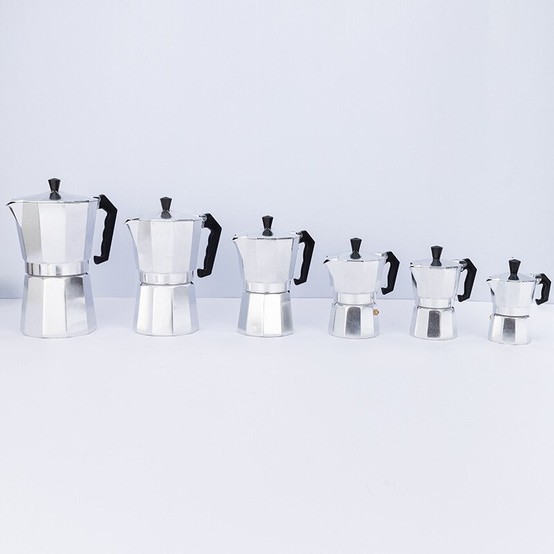 50-600Ml Aluminium Mokka Koffie Pot Snelle Kookplaat Koffie Brouwer Klassieke Achthoekige Vorm Keuken Accessoires Koffie Gebruiksvoorwerpen