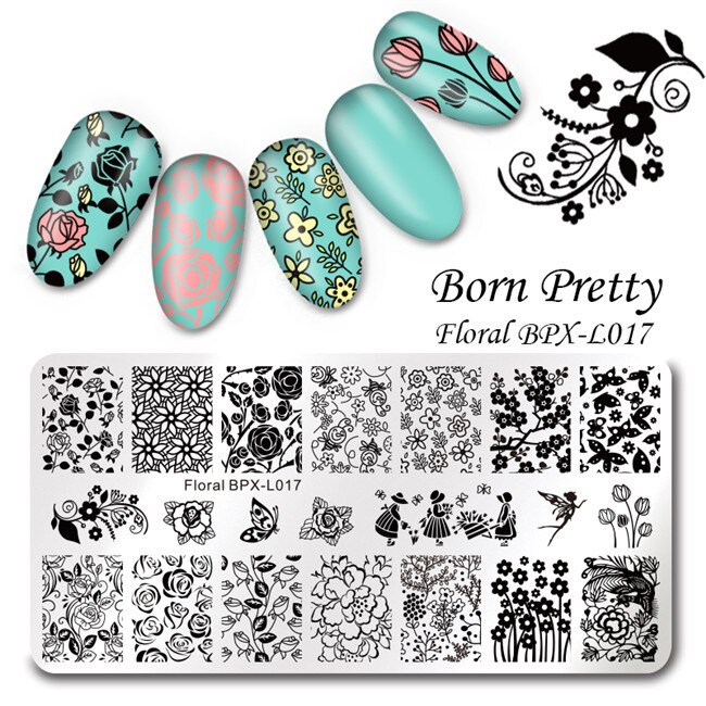 Né joli été fruits ongles estampage modèle fleur jus boissons ligne laisser modèle bricolage Nail Art Image plaques