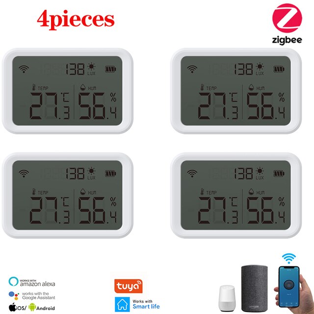 Tuya zigbee gateway hub mit temperatur- und feuchtigkeitssensor, lcd-display und alexa-/google home-unterstützung für smart-home-systeme