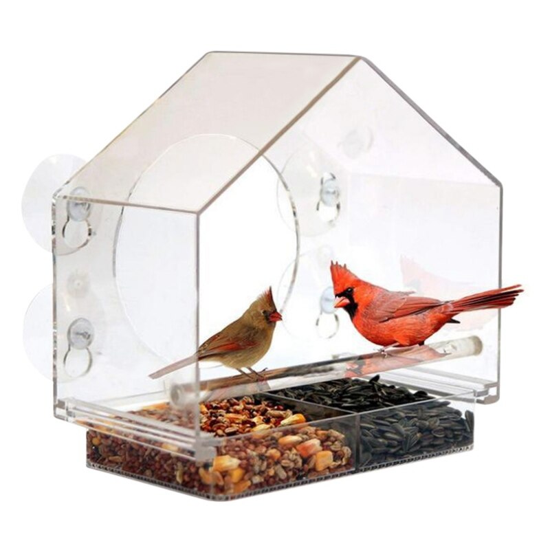 Upgraded Window Bird Feeder Large Crystal Clear Weatherproof Bird Feeders（30*10*13CM）: A 20x13x19cm