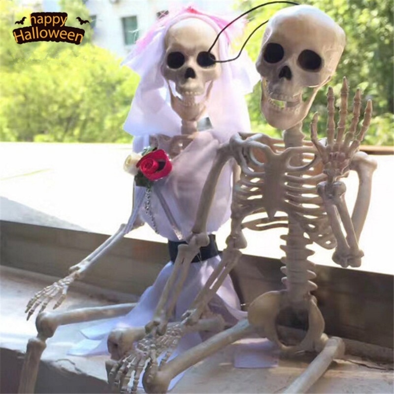 40cm Halloween Skeleton Plastic Human Skeleton Anatomical Model Skeleton for Halloween Party Haunted House Decoration Props Toys