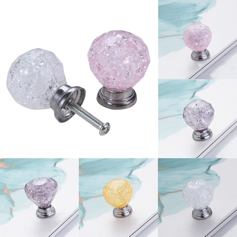 Crack Bal Vorm Lade Knoppen Acryl Schroef Ice Crackle Crystal Gem Ronde