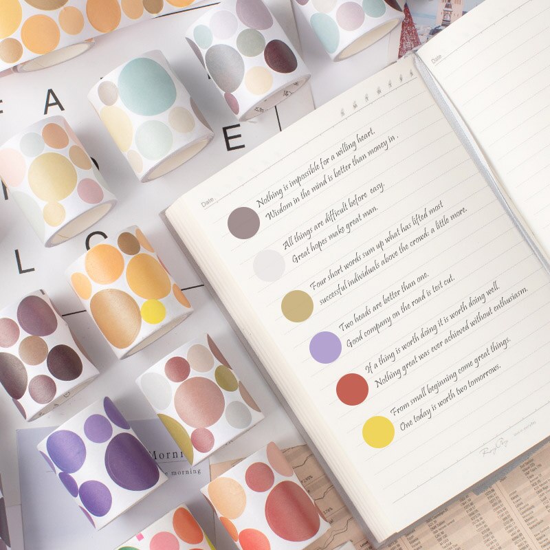 5cm*3m Colored Round Washi Tape Kawaii Dots Label Masking Tape Decorative Adhesive Tape Sticker Scrapbooking Sealing Stationery