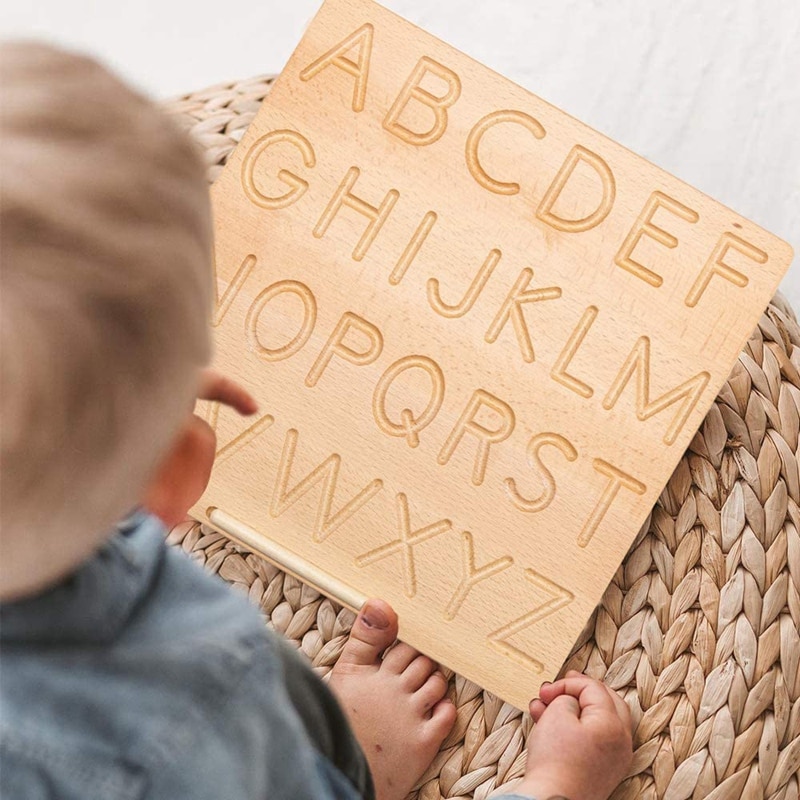 Letter Tracking Board Wood Alphabet Tracing Board Writing Practice Board for Kids Preschool Educational Toy