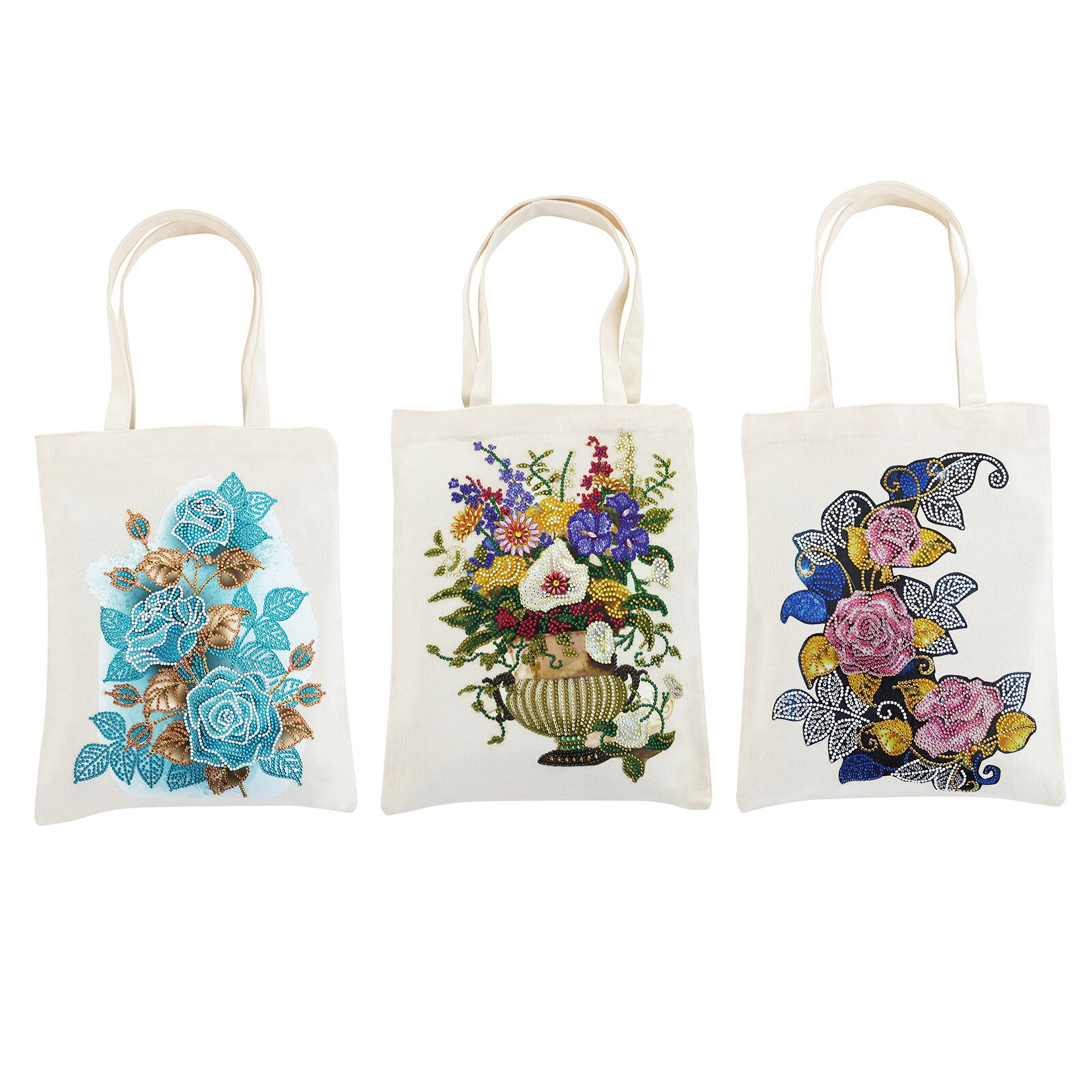 Diamant Schilderen Tote Bag Herbruikbare Duurzaam Diy Diamant Art Handtas Opvouwbare Opbergtas Kruissteek Borduren Kit Art Craft: 3PCS-L