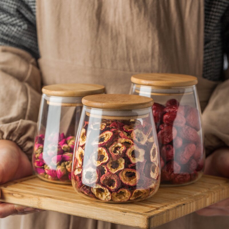 Ronde glazen verzegelde blikken met deksel voedselflessen weckpotten snoepopslag theedoos keuken transparante opbergblik