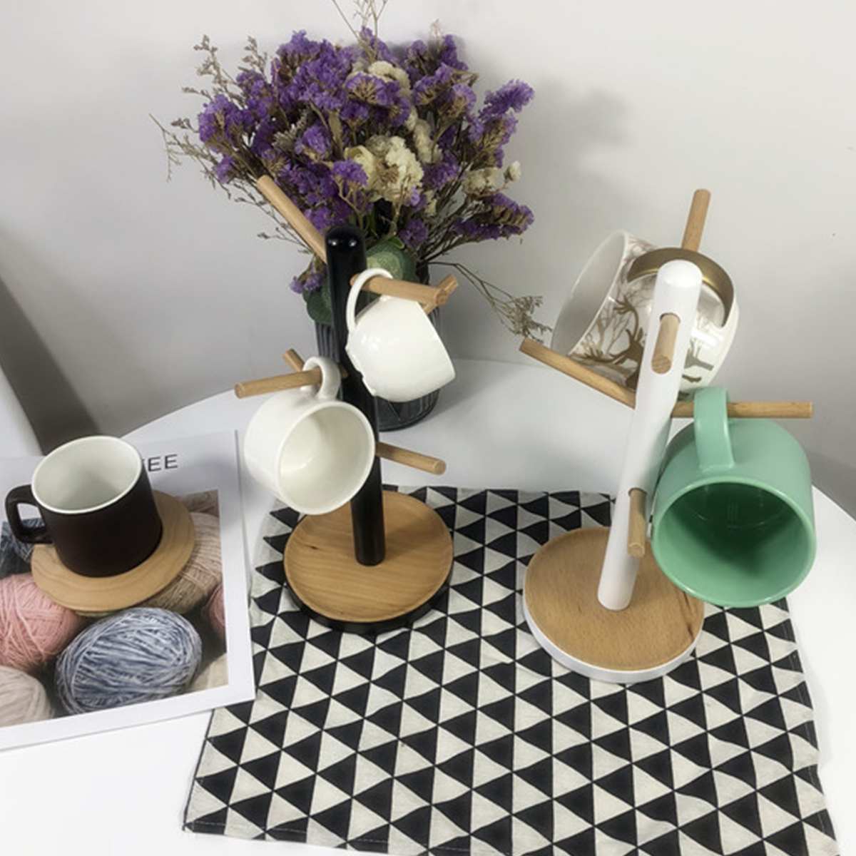 Cuisine support de verre bois tasse étagère de rangement café thé tasse étagère de rangement Drain bricolage assemblage suspendus présentoir décor à la maison