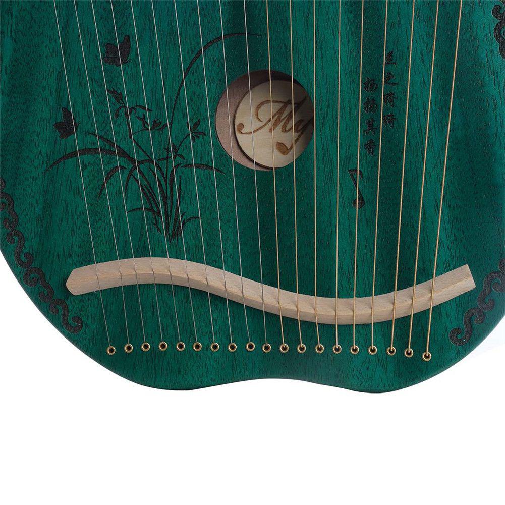 19 -strengs lyre mahognyinstrument grønn harpe med tuningnøkkel strengt musikkinstrument for barn, voksne nybegynnere