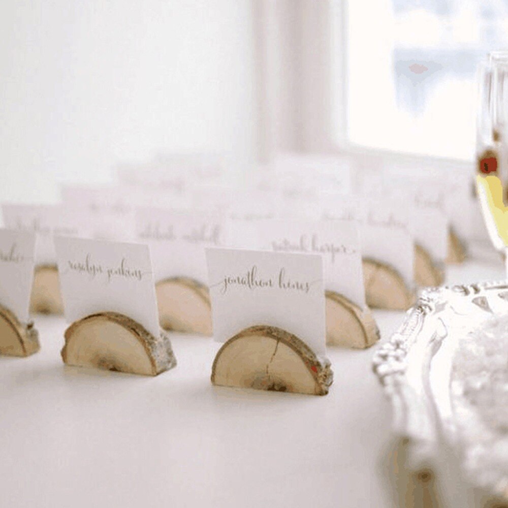 10 stk rustik natur træbord navn nummer sted kortholder memo note fotobillede klip indretning bryllupsfest