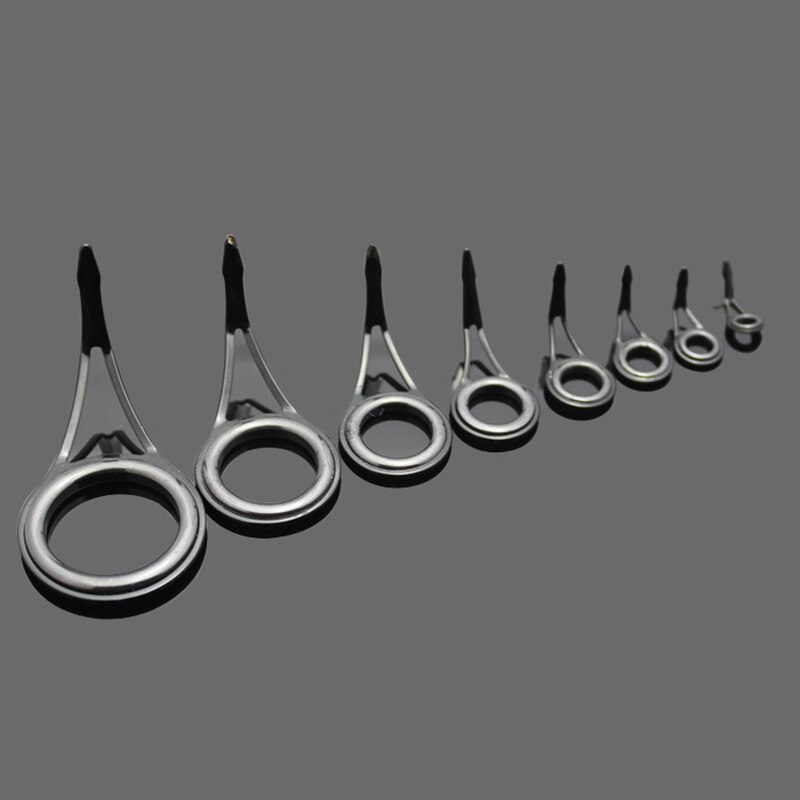 8 Pcs Ceramic Fishing Rod Guide Tip Strong Line Repair Set Kit DIY Rings Stainless Steel Frame Fishing Rod Guide Tip Accessories