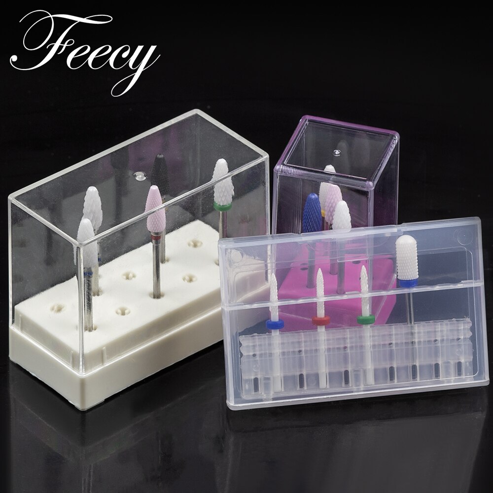 Acrylic Clear Storage Box for Nail Drill bits Holder Nail Milling Cutter Stand Display Container Empty 10/20 Slots Organizer