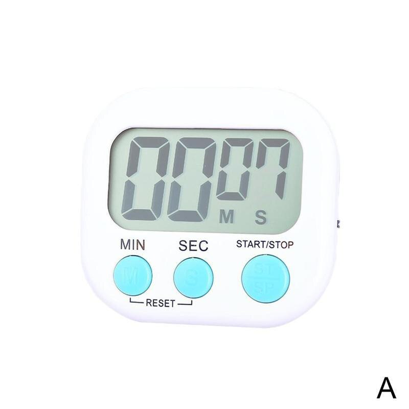 Digital Kitchen Electronic Timer Countdown Alarm Clock Magnetic Backing Stand With Large LCD Display For Cooking Kitchen Supply: WHITE