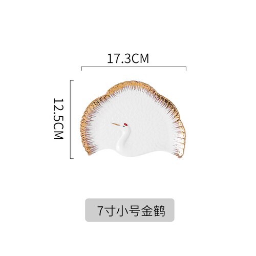 Ceramic Irregular Golden Crane Plate High-end Western Restaurant Steak Plate Sushi Sashimi Ceremony Tableware Kitchen Tableware: 7inch