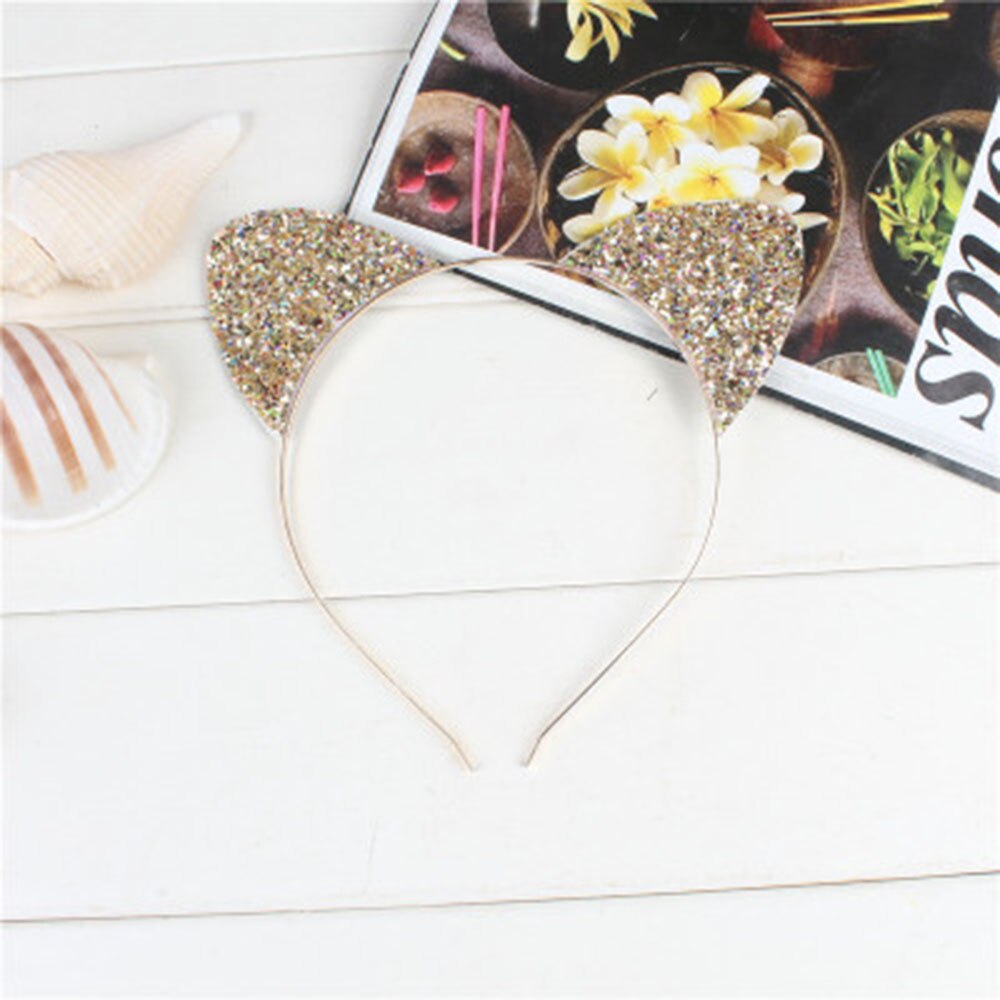 1pcs Cute Shiny Sequins Cat Ears Headband For Girl Cat Ears Hairband Kid Hair Accessories For Women Cartoon Headband