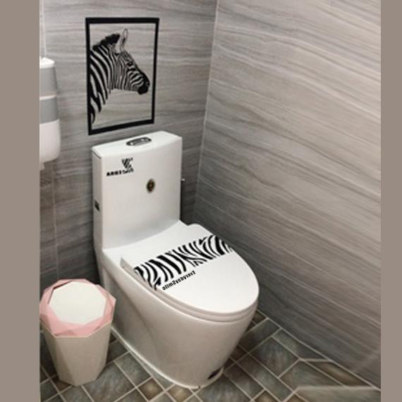 Zebra Cartoon PVC Waterproof Toilet Sticker Nordic Funny Animal Wall Decor Bathoom Home Decoration Removable Wallpaper