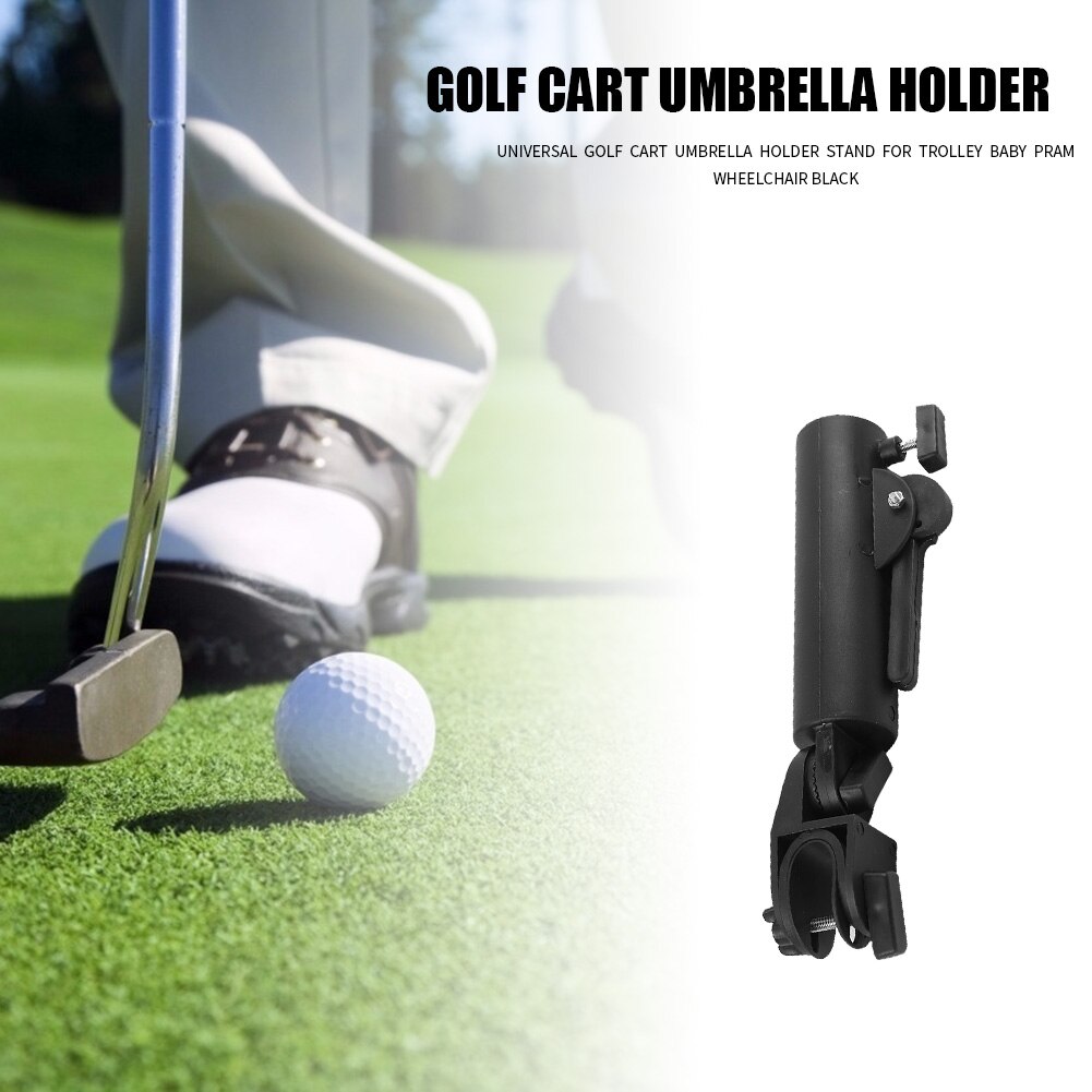 Golf Cart Umbrella Holder Black Double Lock Connector Stand for Outdoor Trolley Baby Pram Wheelchair Universal Accessory