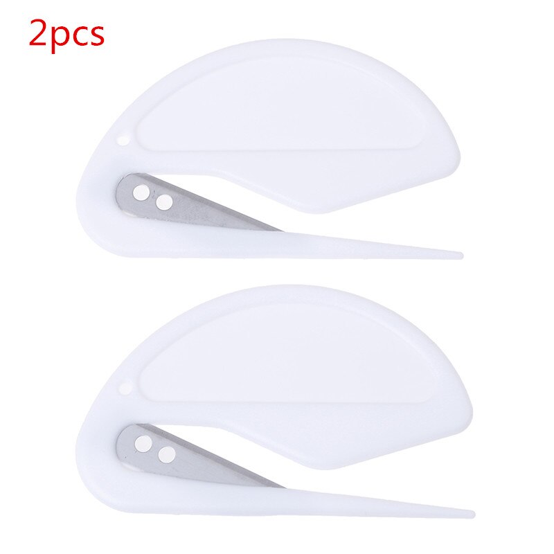 4/2pcs Plastic Letter Opener Mini Sharp Letter Mail Envelope Opener Safety Papers Guarded Cutter Blade Office Equipment: 2pcs