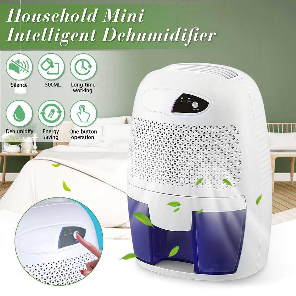 Mini secador de aire eléctrico absorbente, deshumidificador de humedad con tanque de agua de 500ML para el hogar, dormitorio, cocina y oficina