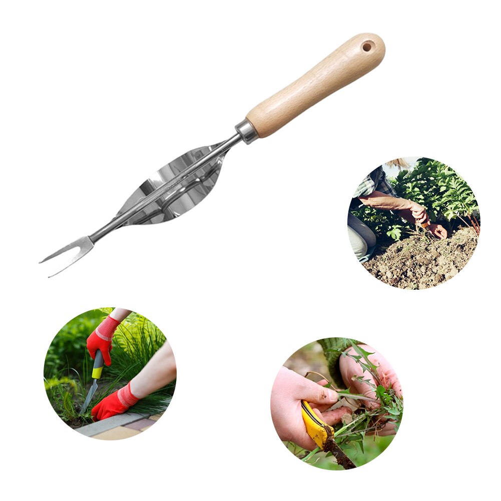Extracteur de pissenlit de coupeur d'enlèvement de désherbeur de jardin d'acier inoxydable de poignée en bois