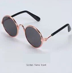 Gafas de sol redondas Estilo Vintage para gato, lentes reflectantes para perros pequeños, accesorios para mascotas, productos para mascotas: Goldon frame black