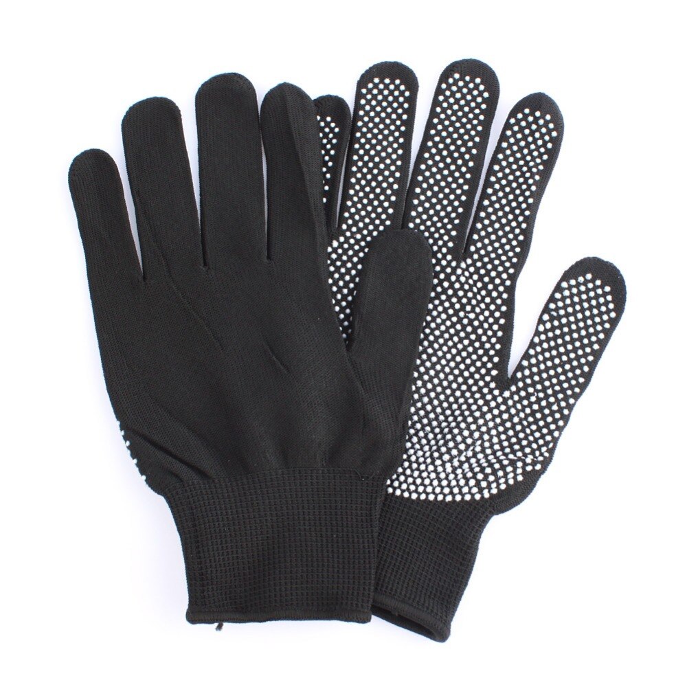 Guantes Protectores de dedo para peluquería, resistentes al calor, para alisador de pelo, rizador permanente, plancha plana, color negro y gris, 1 par