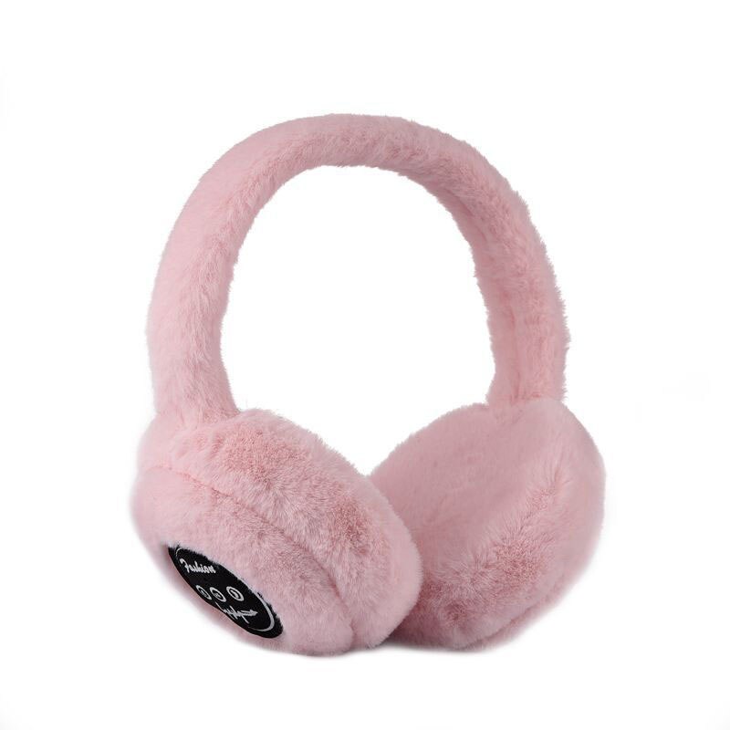 Casque sans fil Bluetooth avec Microphone cache-oreilles chauds hiver enfant écouteurs enfants fille casque de musique pour iPhone 12 téléphone: Pink