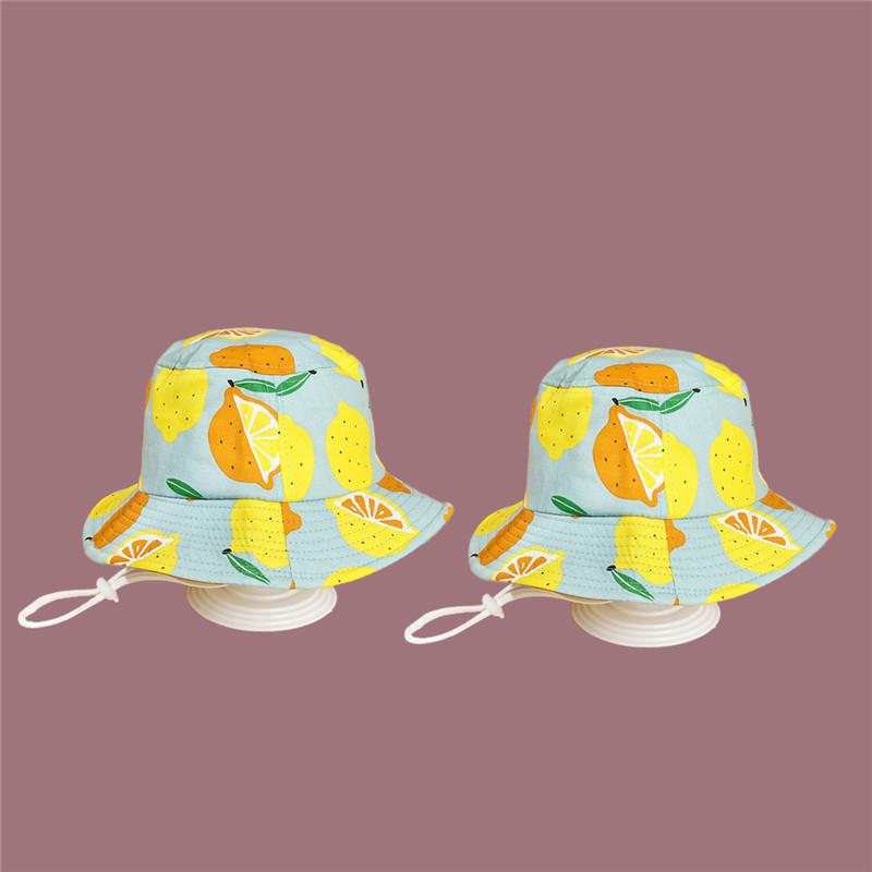 Stijl Citroen Print Emmer Hoed Visser Hoed Outdoor Reizen Hoed Zon Cap Hoeden Voor Kind Jongen En Meisje 18