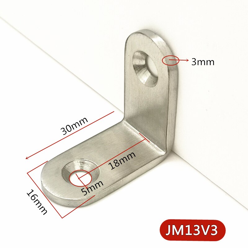 Thickened 2.5mm/3mm L Shape Corner Bracets Stainless Steel Brackets 90 Angle Joint Fastener Shelf Support for Furniture Hardware: JM13V3
