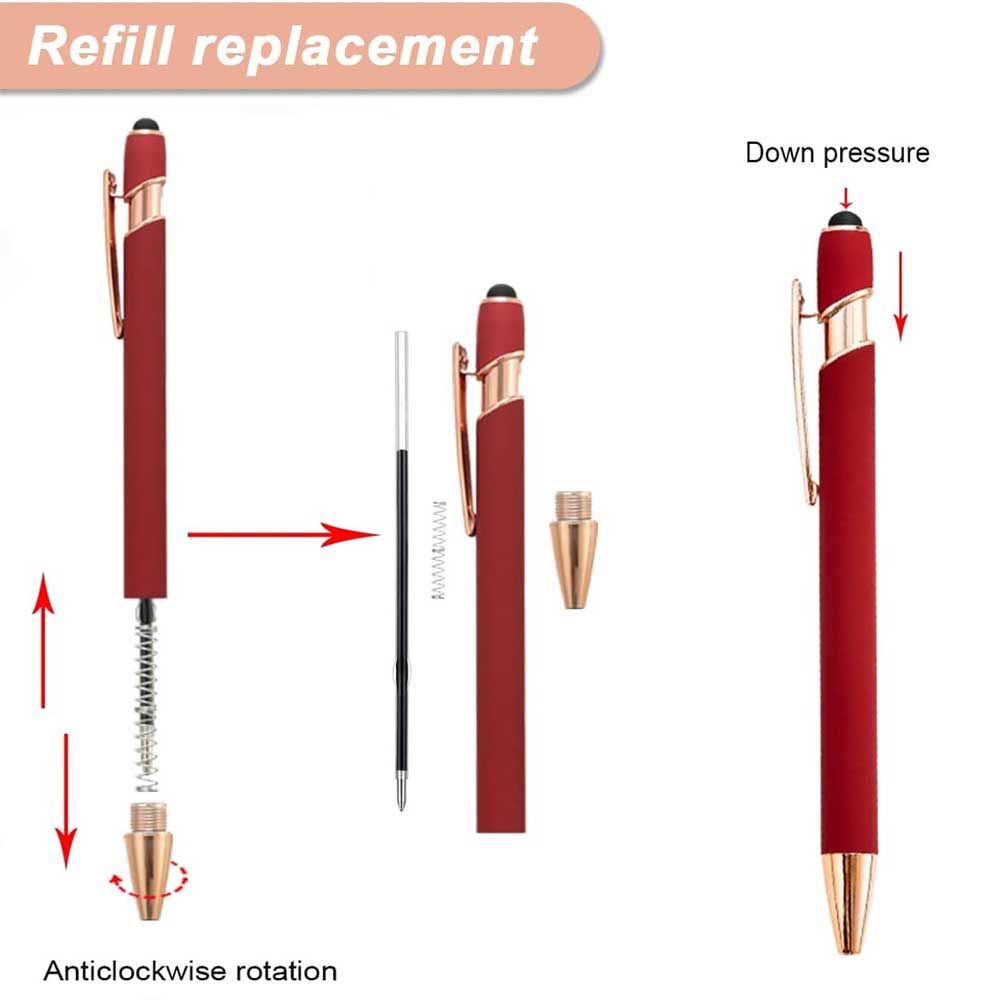 Bolígrafo de 5-10 piezas con punta para lápiz óptico, metal, bolígrafo con lápiz óptico 2 en 1, tinta negra de 1,0 mm para teléfono inteligente, tableta