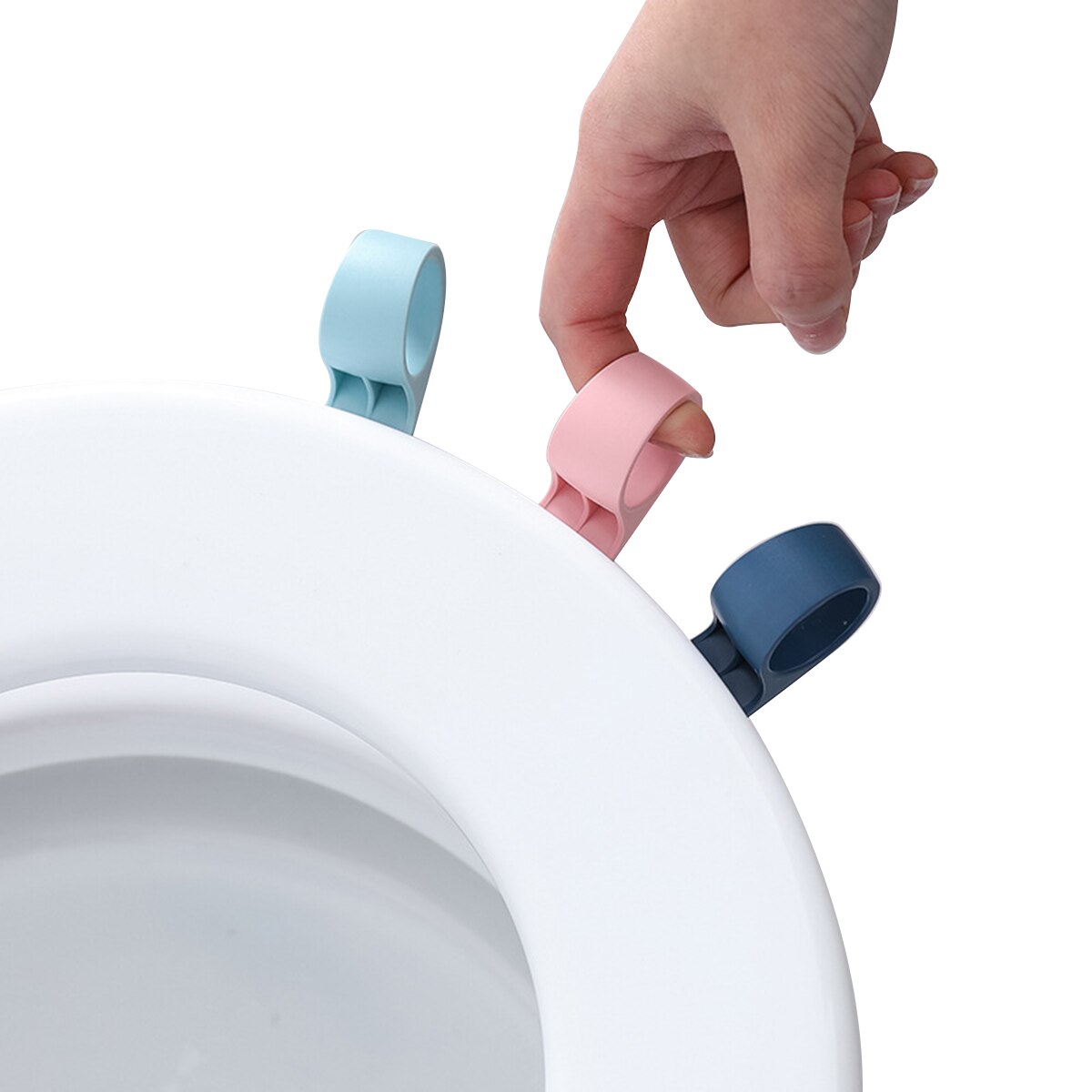1pc toiletdekselliftgrepen zelfklevende stoellift handig schoon vermijd aanraken toilet badkameraccessoires roze blauw